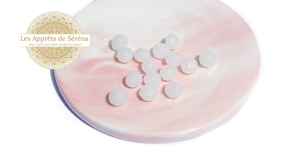 perles 8x6mm blanches opale