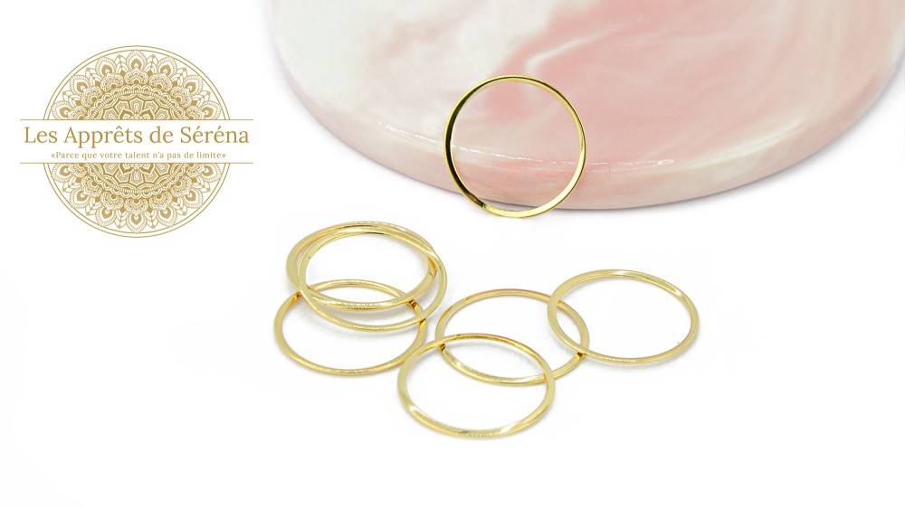 Connecteurs anneaux ronds fermés 20mm  acier 304 doré création bijoux
