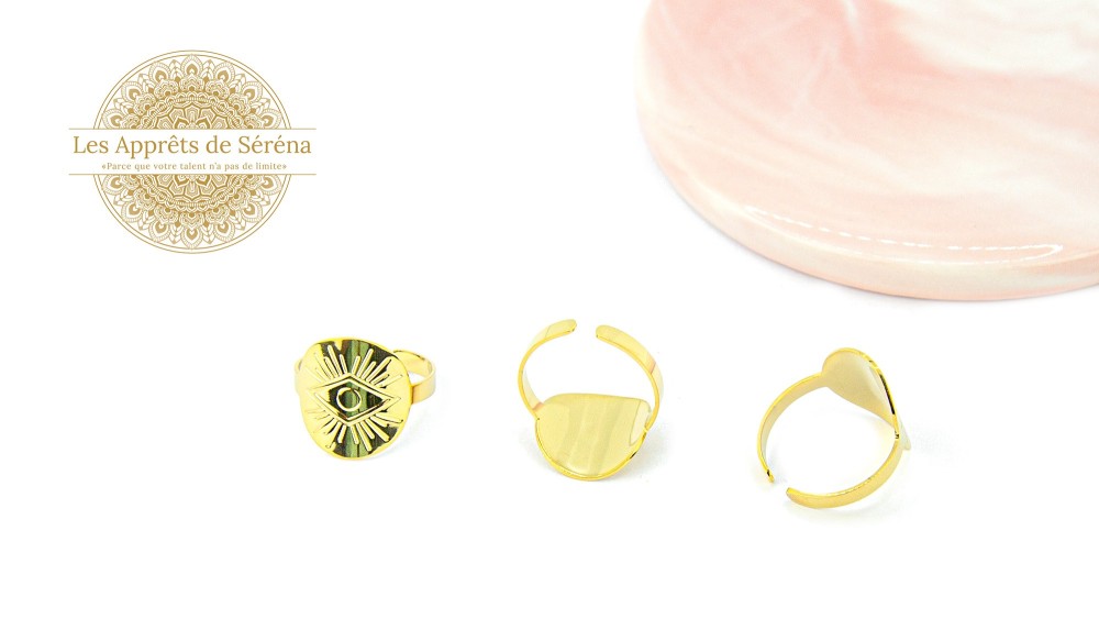 bague œil en acier inoxydable doré