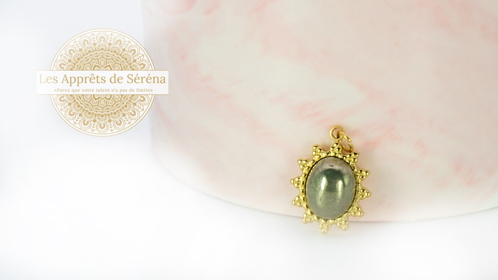 Pendentif support cabochon soleil acier 304