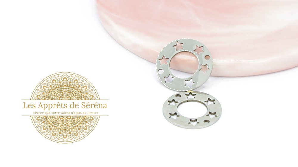 Connecteur rond à étoiles 20mm en acier 201 argent