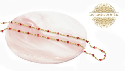 Chaîne acier 304 dorée émaillée rouge 1.5mm