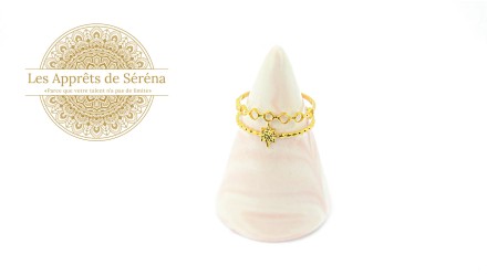 Support bague double étoile en acier 304 doré