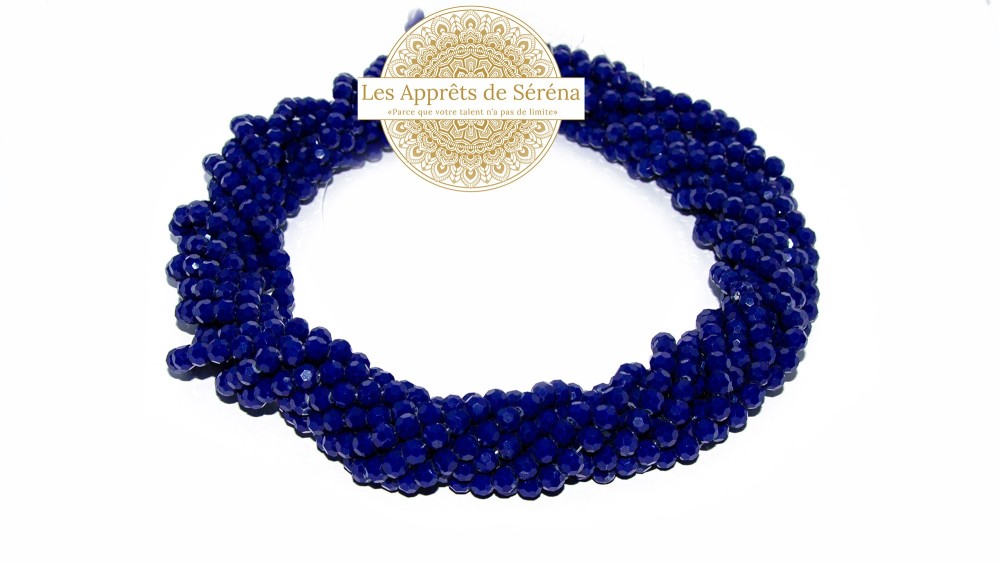 50 Perles rondes à facettes 6x5mm bleu marine AB