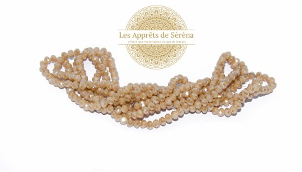 50 Perles abaques à facettes 6x5mm beige AB