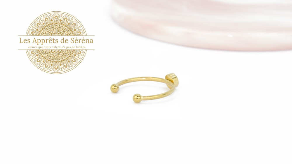 bague cabochon 4mm en acier 201 doré