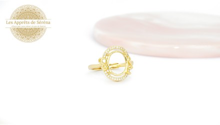 Support bague à sertir réglable pour cabochon 10x8mm en laiton taille 6.3/4