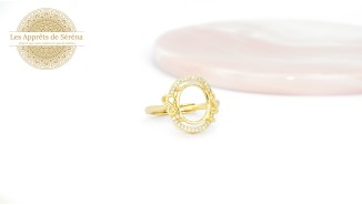 Support bague à sertir réglable pour cabochon 10x8mm en laiton taille 6.3/4