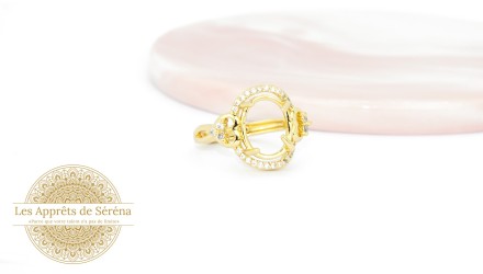 Support bague à sertir réglable pour cabochon 10x8mm en laiton taille 8.3/4