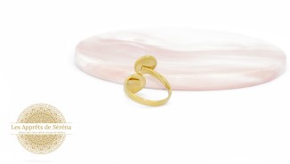 Bague support double cabochon 8mm en acier 304 doré
