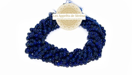 30 Perles 6mm à facettes en jade teintée bleu marine