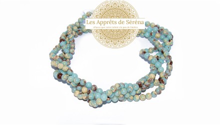 30 Perles 6mm lisses en jaspe aqua terra