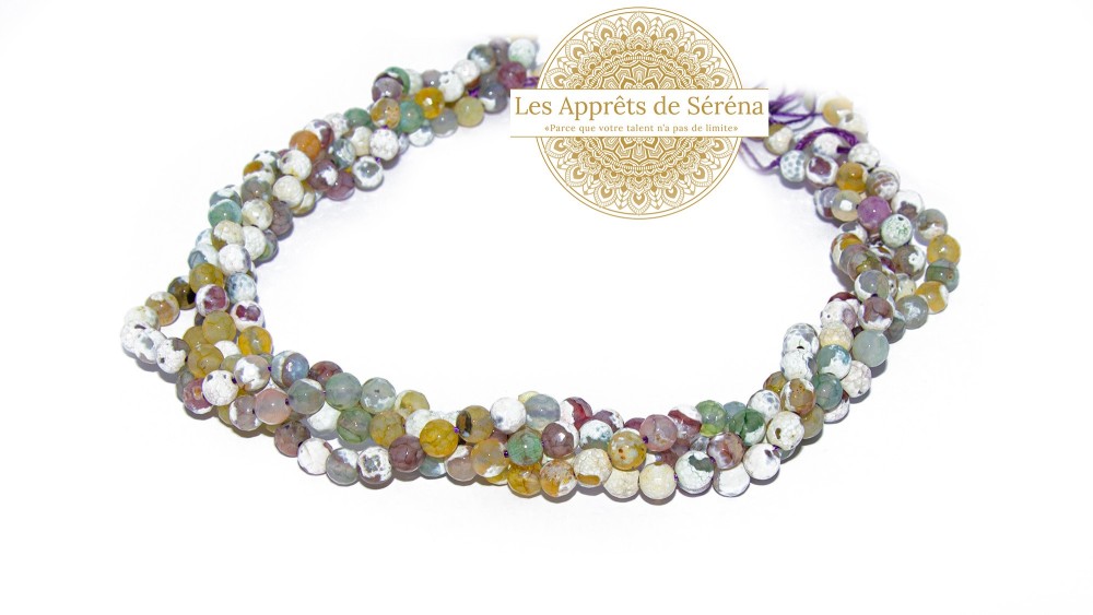 copy of 30 Perles 6mm à facettes en agate bleu à rayures grade A