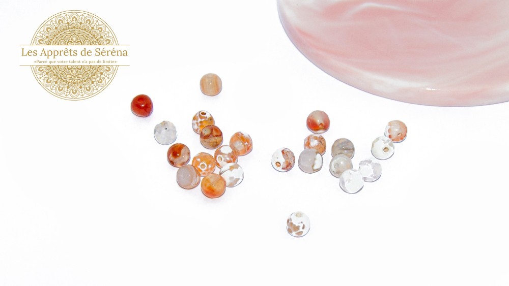 30 Perles 6mm à facettes en agate de feu