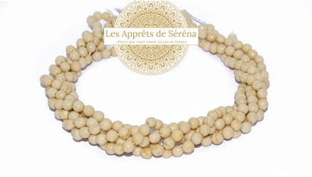 30 Perles 6mm à facettes en os fossilisé