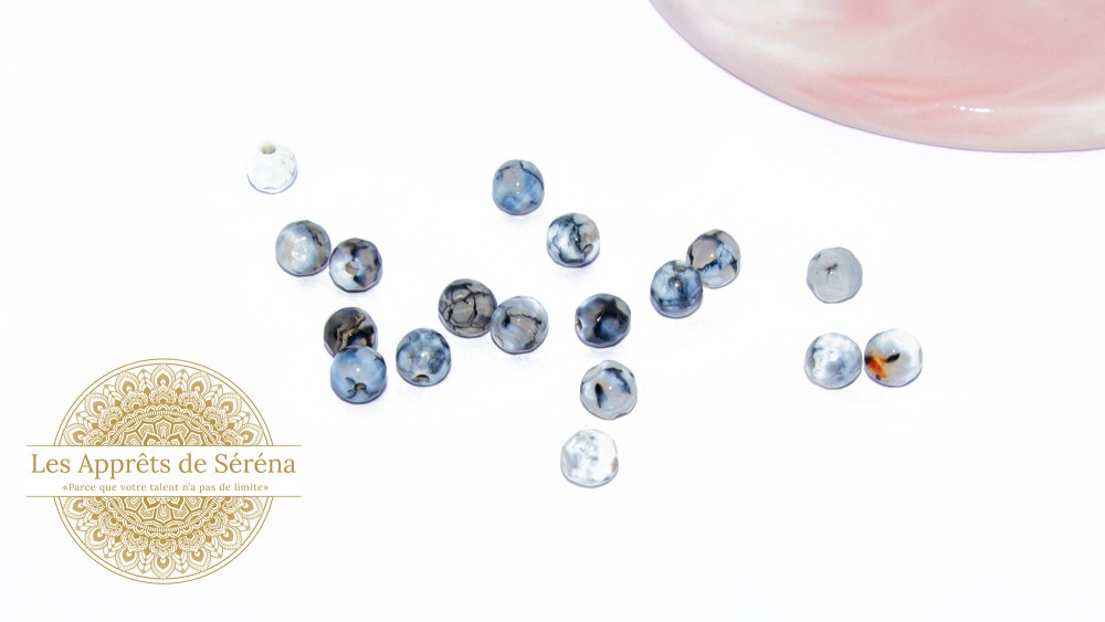 30 Perles 6mm en agate de feu