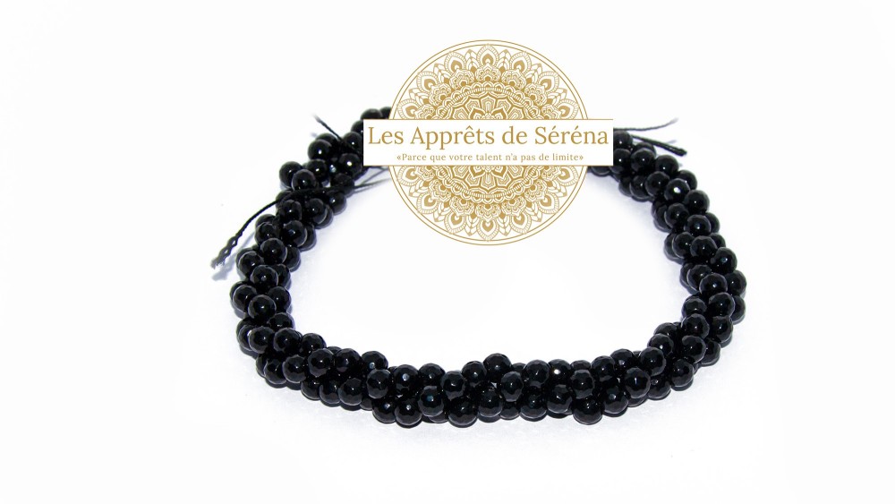 30 Perles à facettes 6mm en obsidienne naturelle
