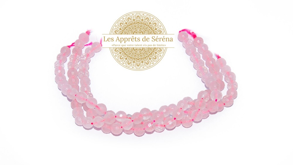 30 Perles à facettes 6mm en quartz rose naturel