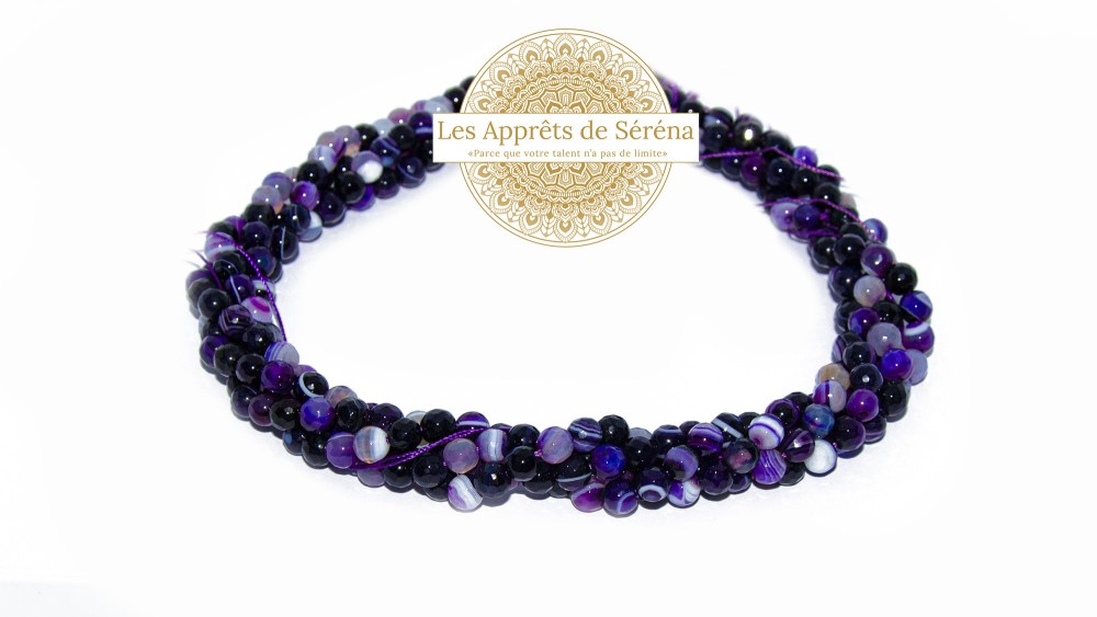 copy of 30 Perles 6mm à facettes en agate bleu à rayures grade A