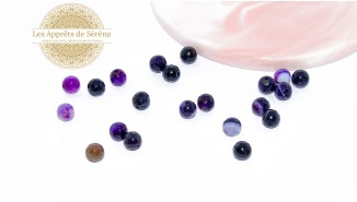 30 Perles à facettes 6mm en jade blanc teinté violet
