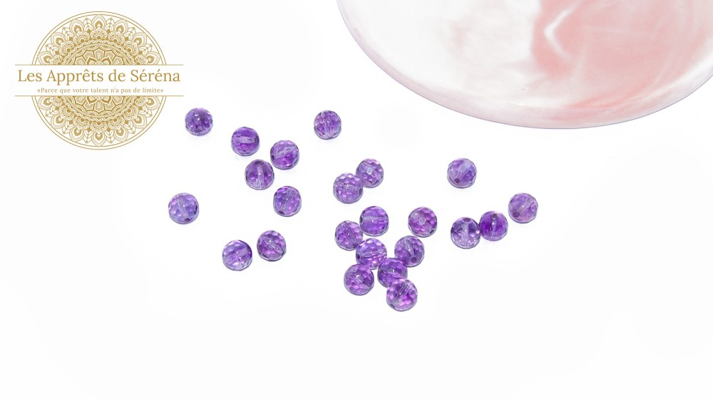 10 Perles à facettes 6mm en améthyste naturelle