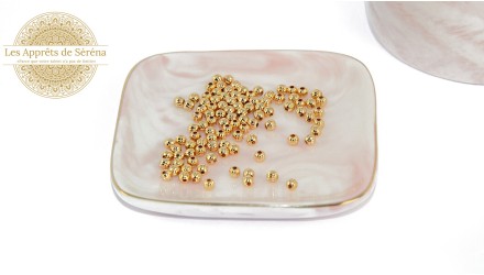 Perles rondes à stries 4mm en zamak doré