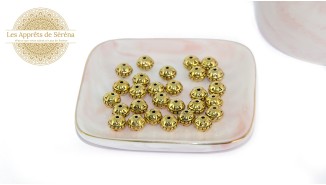 Perles intercalaires rondes 8mm en zamak doré