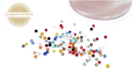 abaques verre à facettes 4x3mm multicolores