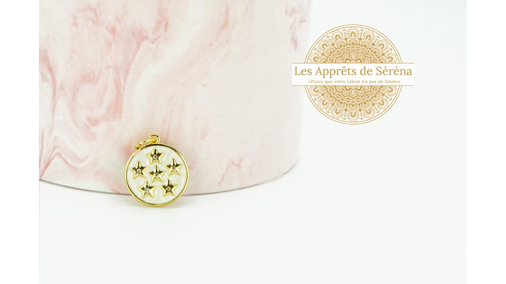 Pendentif en laiton émaillé étoiles