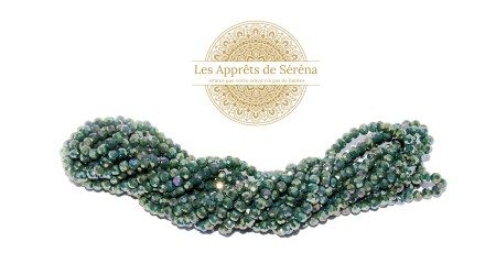 Perles verre rondes à facettes 4mm vert kaki AB