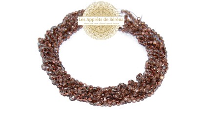 Perles verre rondes à facettes 4mm cuivre rose AB