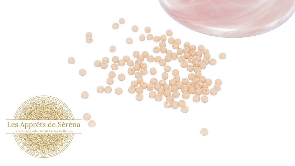abaques à facettes 4x3mm beige rosé