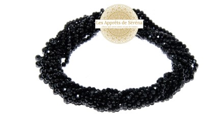 Perles verre rondes à facettes 4mm noires