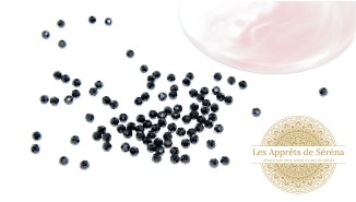 verre rondes à facettes 4mm noires
