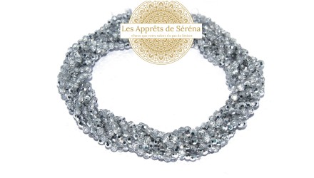 Perles verre rondes à facettes 4mm argent AB