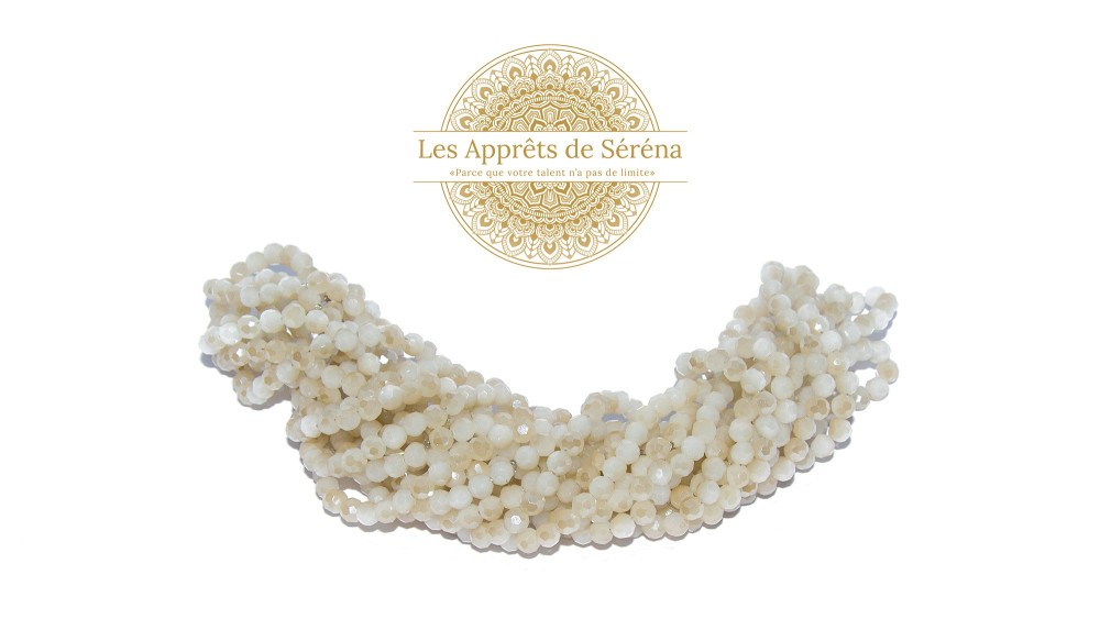 Perles verre abaques à facettes 4x3mm lune AB