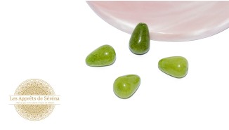 goutte lisses 15x10mm en jade teintée vert tilleul