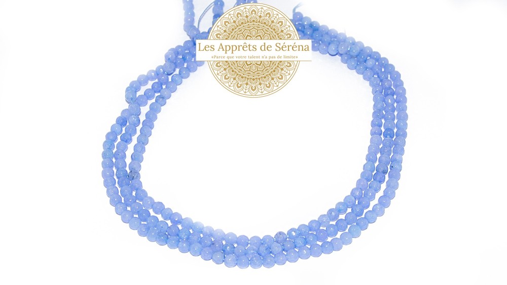 50 Perles à facettes 4x2mm en jade naturelle teintée bleu ciel