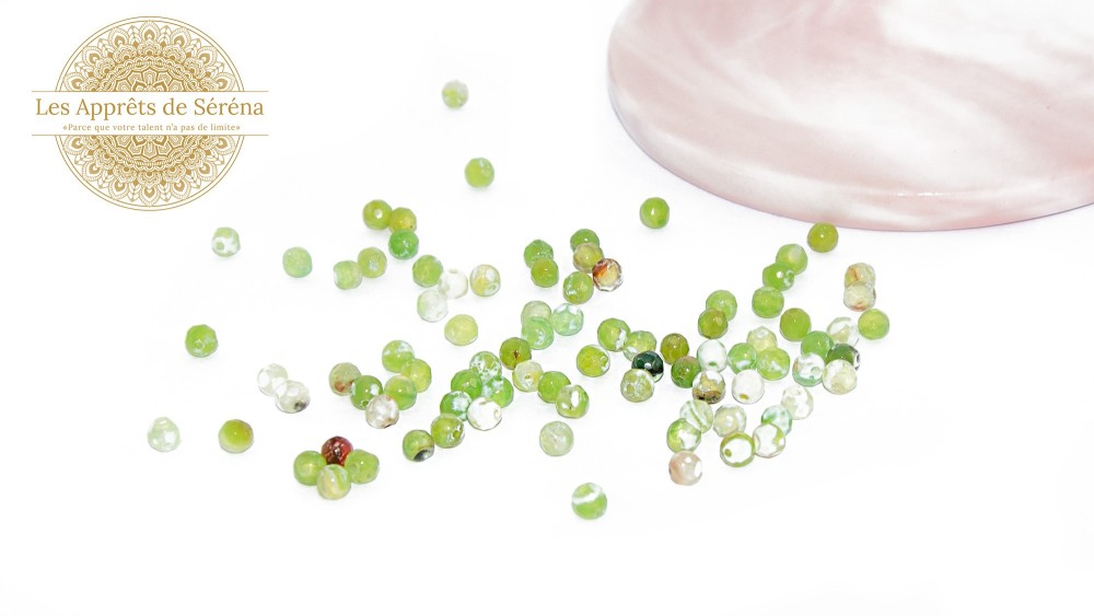 facettes 4x2mm en agate de feu naturelle teintée vert