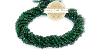 50 Perles à facettes 4x2mm en jade naturelle teintée vert forêt
