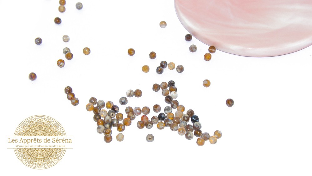 facettes 4x2mm en agate de feu teintée marron