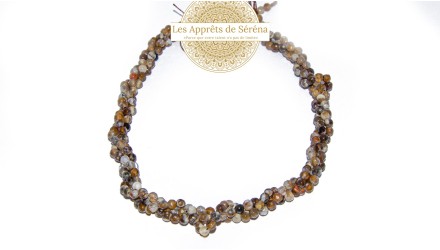 50 Perles à facettes 4x2mm en agate de feu teintée marron