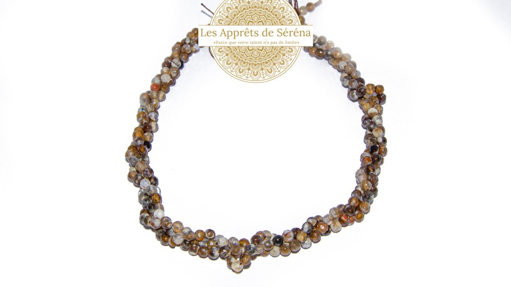 50 Perles à facettes 4x2mm en agate de feu teintée marron