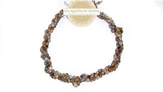 50 Perles à facettes 4x2mm en agate de feu teintée marron