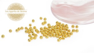 rondes 4mm en pierre de lave naturelle dorée