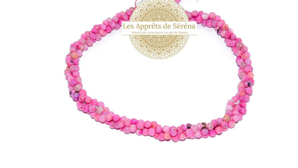 50 Perles rondes à facettes 4mm en agate naturelle