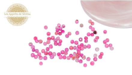 facettes 4mm en agate naturelle teintée fuchsia