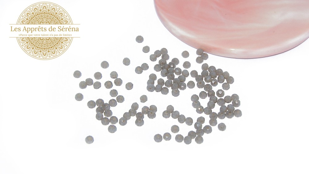 abaques à facettes 4x3mm grise opale