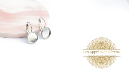 Dormeuses supports cabochons 10mm en acier 304 argent