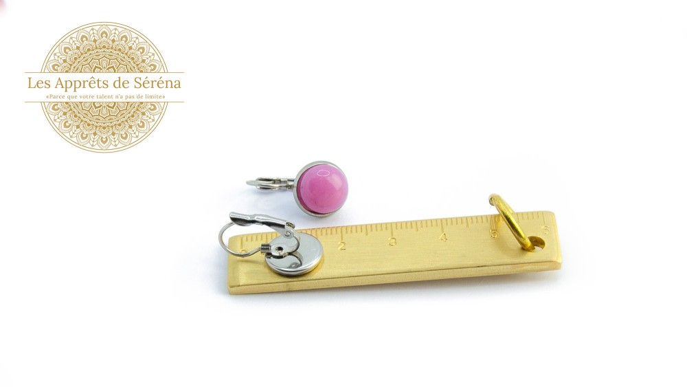Dormeuses supports cabochons 12mm en acier 304 argent